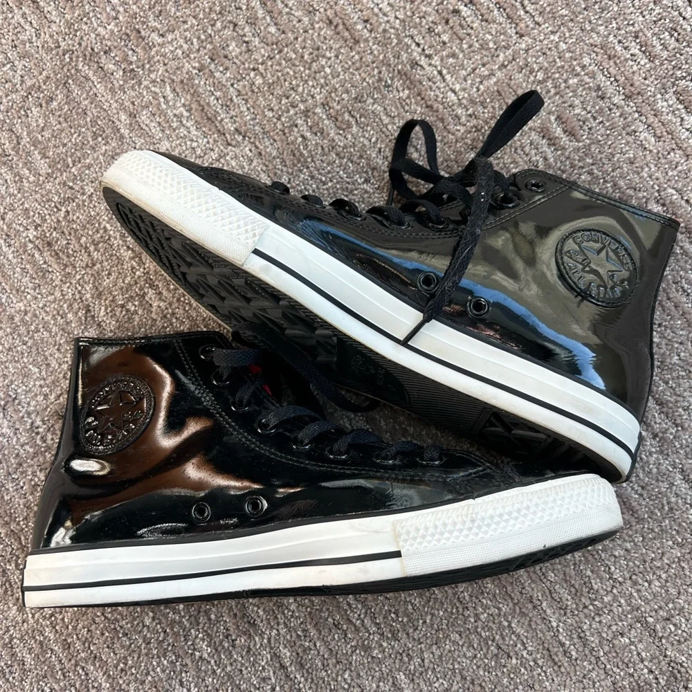 EUC Converse Chuck Taylor All Star Black Patent Leather High Top Men’s Size 10 - Picture 7 of 8
